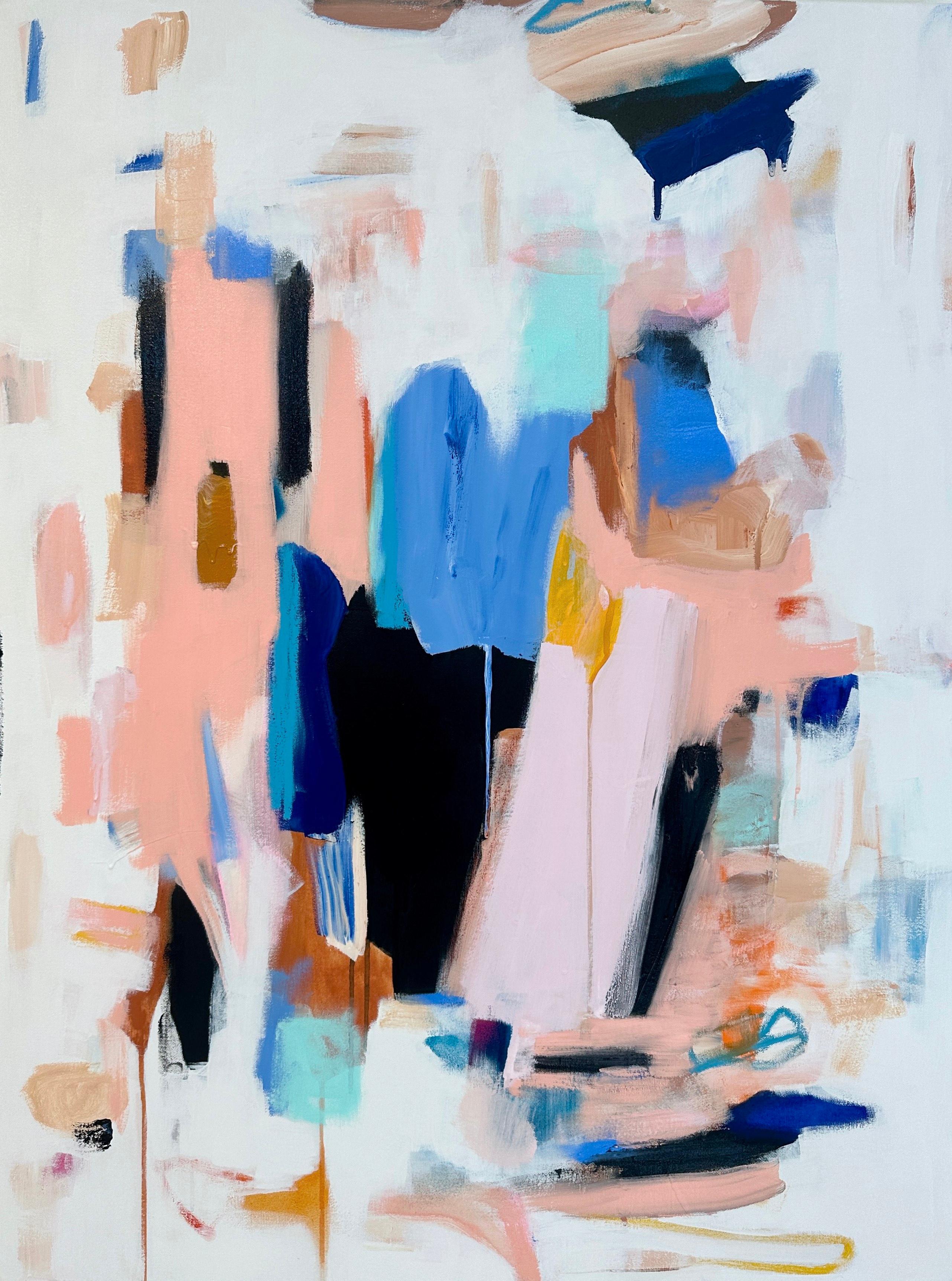 Equilibrio I - pintura abstracta gestual original en técnica mixta - arte contemporáneo
