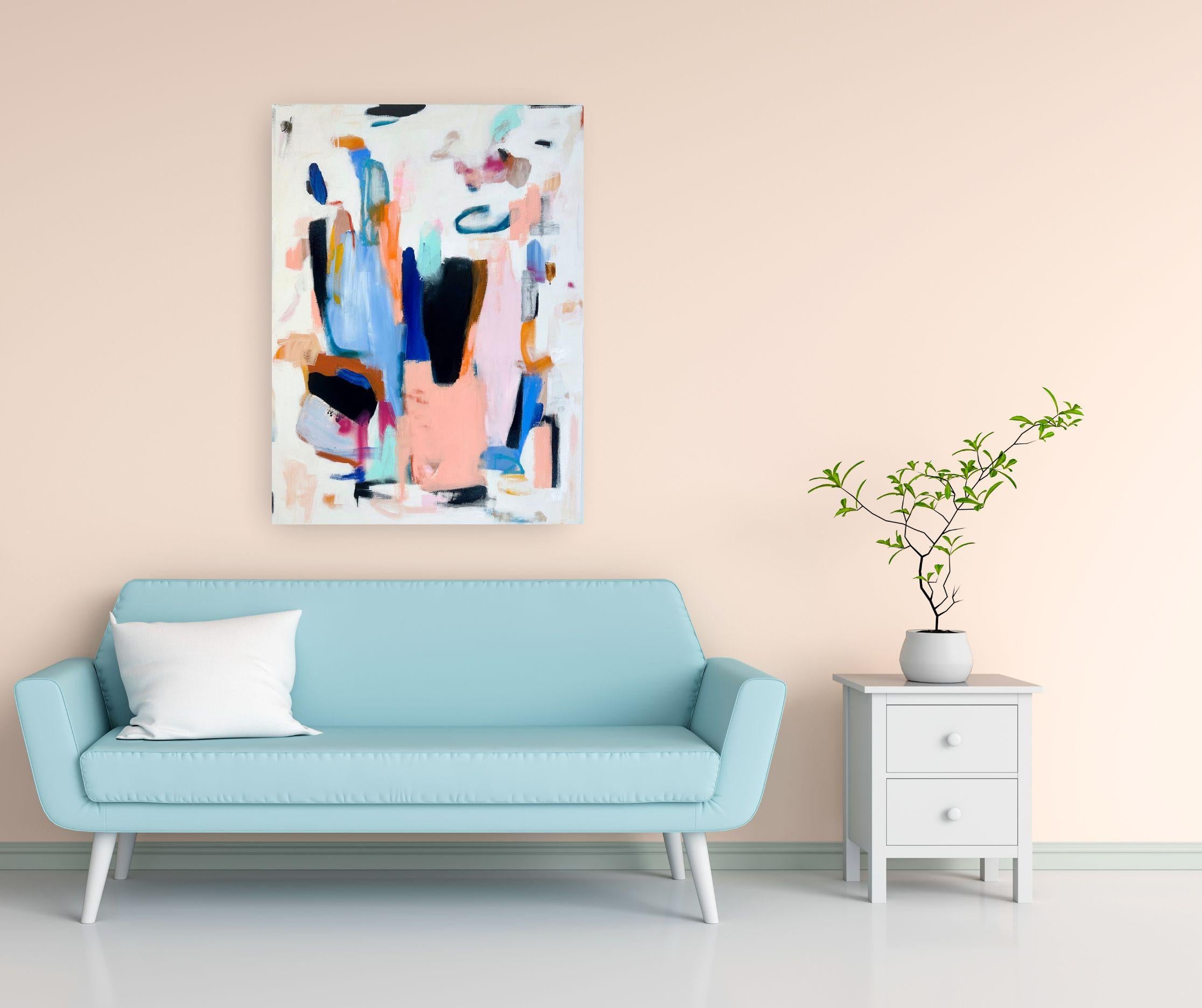 Balancing II -original gestural abstract mixed media painting - contemporary art - Painting Espressionismo astratto di Annie King