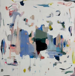 Decoding the Silence von Annie King, Quadratisches abstraktes Gemälde auf Leinwand