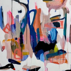 Let Down the Nets von Annie King, Quadratisches abstraktes Gemälde auf Leinwand