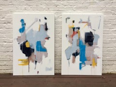 Primary Diptych by Annie King 2018 Large Horizontal Abstract Diptych Painting