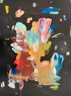 The Fives on High by Annie King, Large Abstract Painting on Canvas, Black