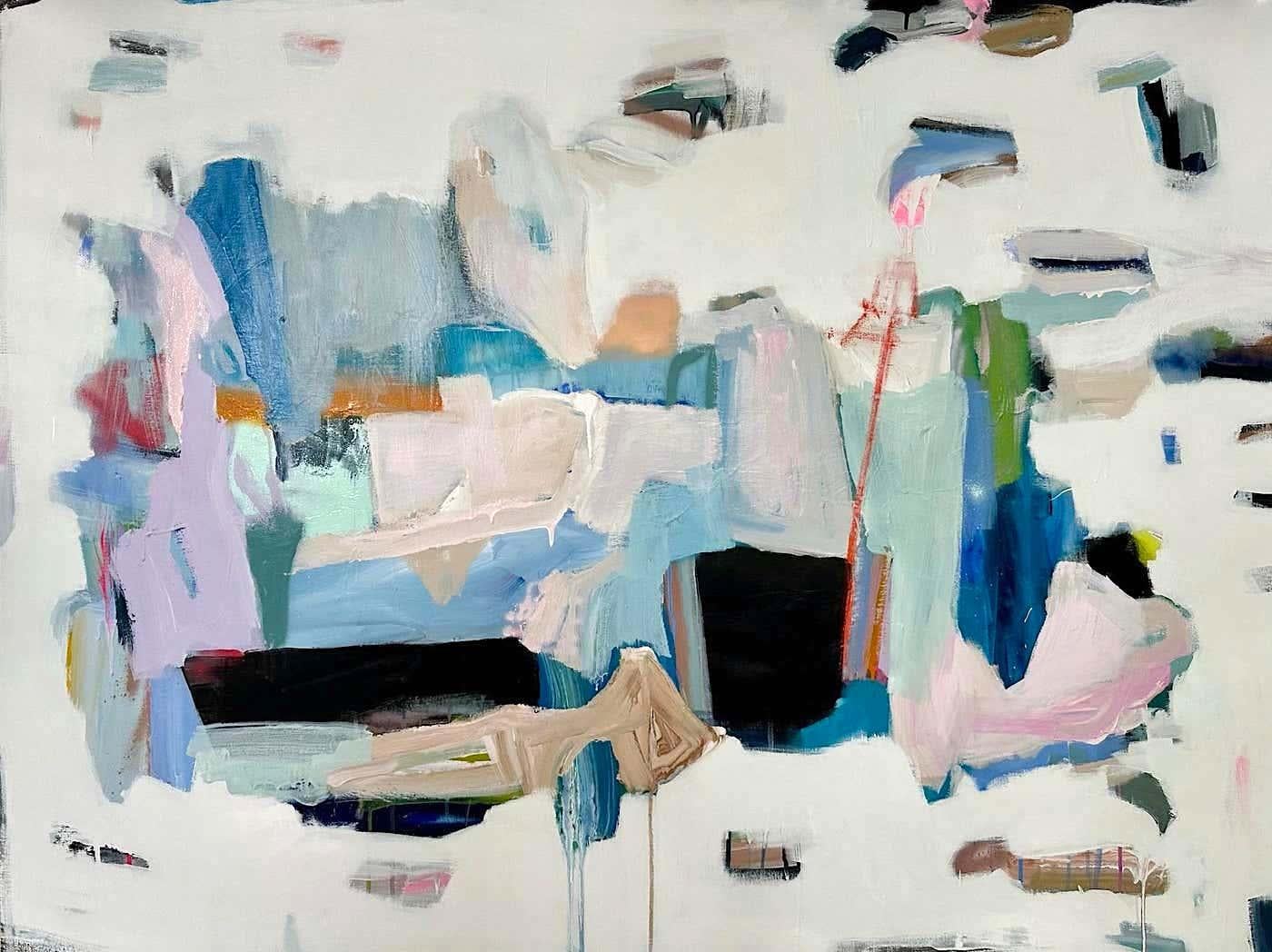 Annie King Abstract Painting – „The Flowers Whispered“ – Original-Gemälde in abstrakter Mischtechnik, 91 x 122 cm
