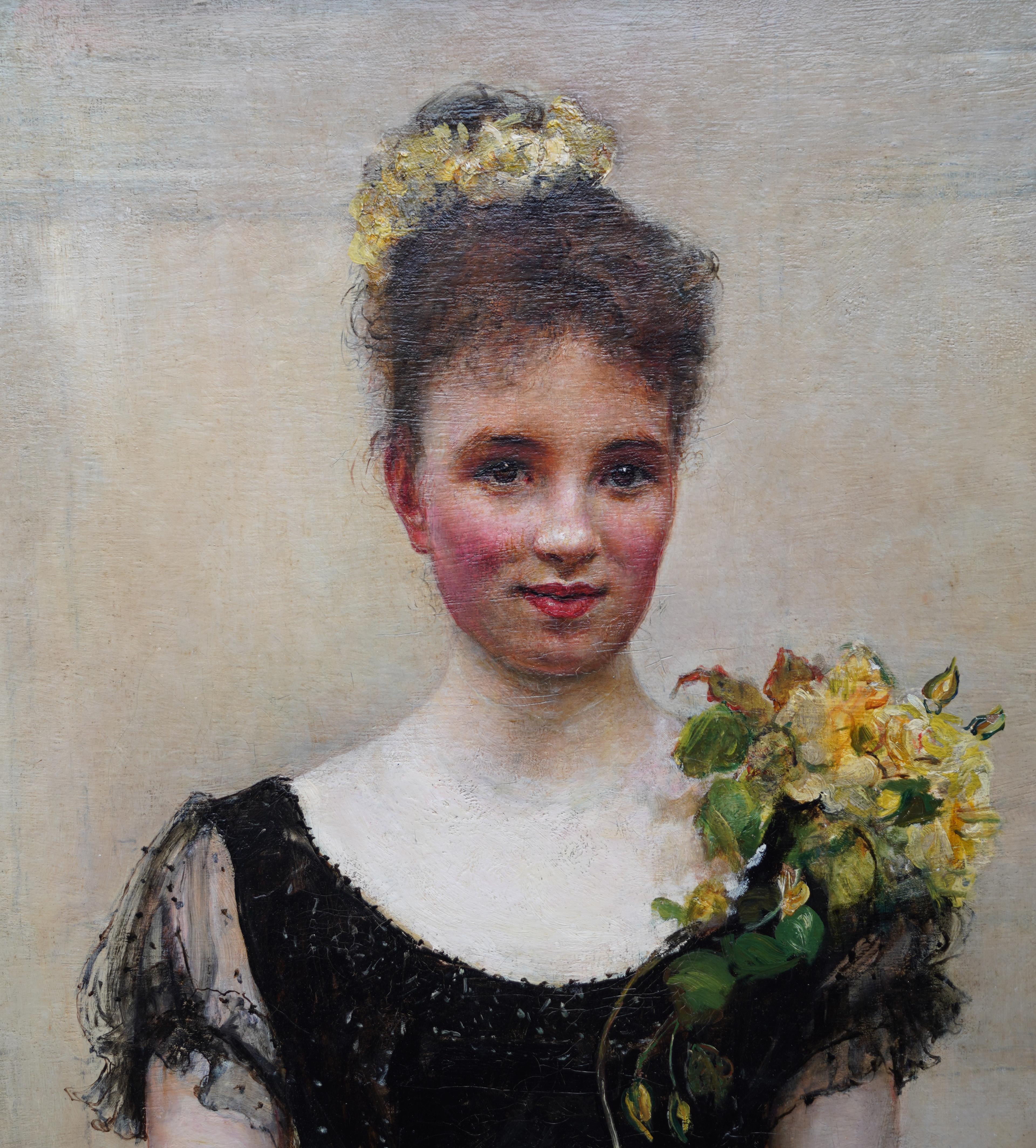 Debutante - British Victorian oil painting portrait Elsie Elizabeth Ebsworth  For Sale 3