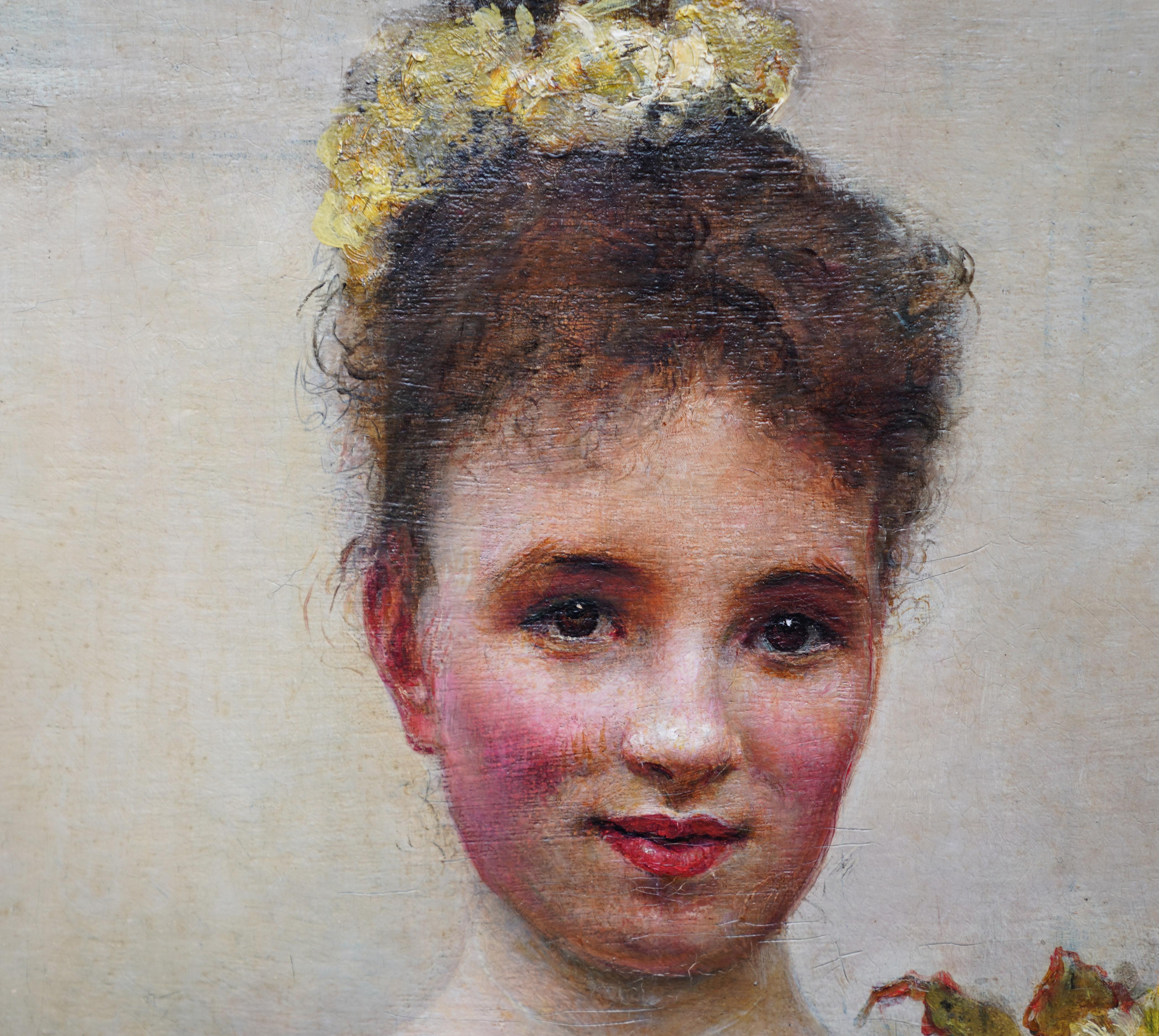 Debutante - British Victorian oil painting portrait Elsie Elizabeth Ebsworth  For Sale 4