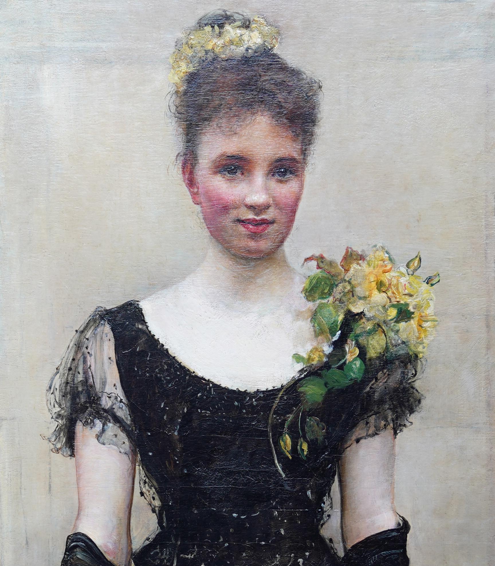 Debutante - British Victorian oil painting portrait Elsie Elizabeth Ebsworth  For Sale 2
