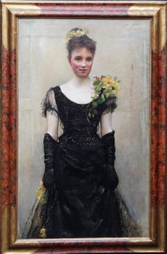 Antique Debutante - British Victorian oil painting portrait Elsie Elizabeth Ebsworth 