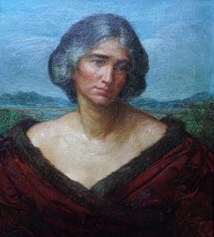 Porträt einer Dame in einer Landschaft - Britische Kunst des 19. Jahrhunderts Ölgemälde