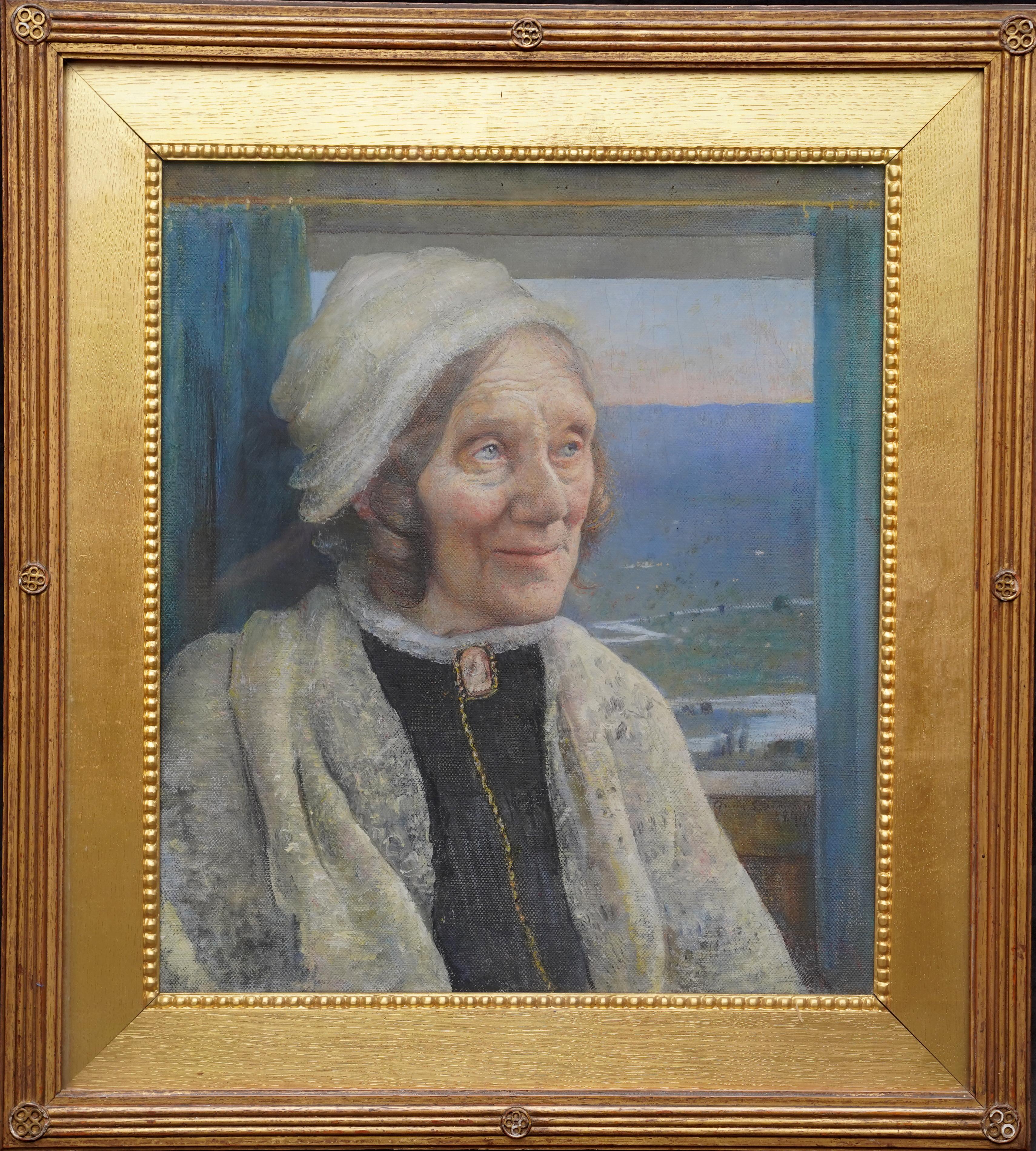 Portrait Painting di Annie Louisa Swynnerton - Ritratto di Emma Wood - dipinto ad olio di arte vittoriana britannica, nota artista femminile