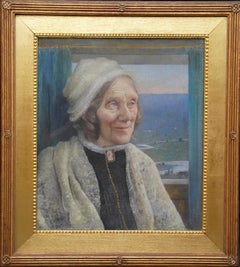 Portrait d'Emma Woods - Peinture à l'huile d'art victorienne britannique d'une artiste de renom