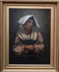 Antique Roma Lady Jebsa - Victorian oil portrait exhibited Manchester Art Gallery 2018