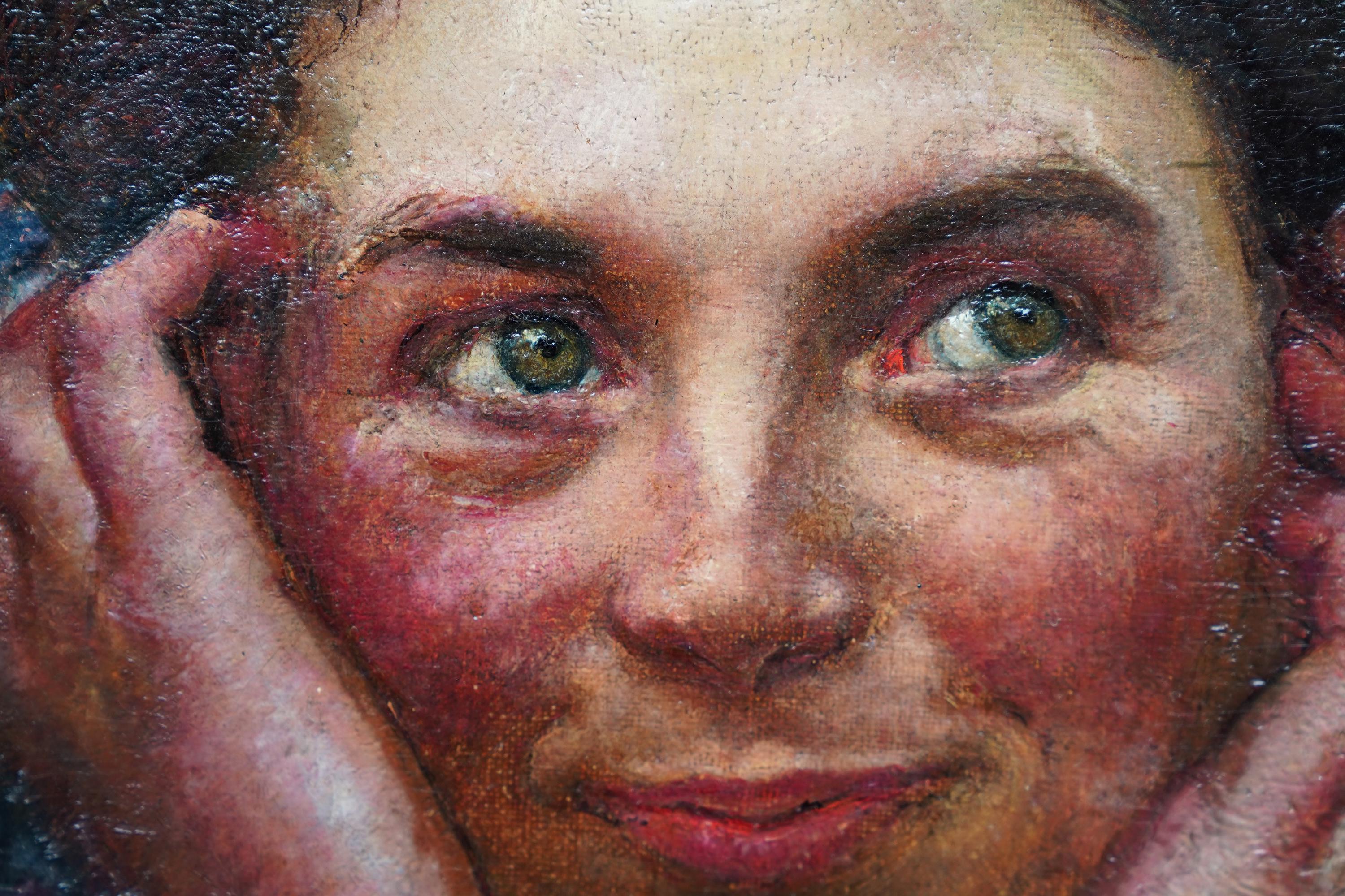 Fanciulla del bosco vittoriana - ritratto di artista femminile britannico del XIX secolo dipinto ad olio - Portrait Painting Marrone di Annie Louisa Swynnerton