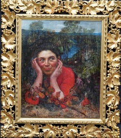 Fanciulla del bosco vittoriana - ritratto di artista femminile britannico del XIX secolo dipinto ad olio