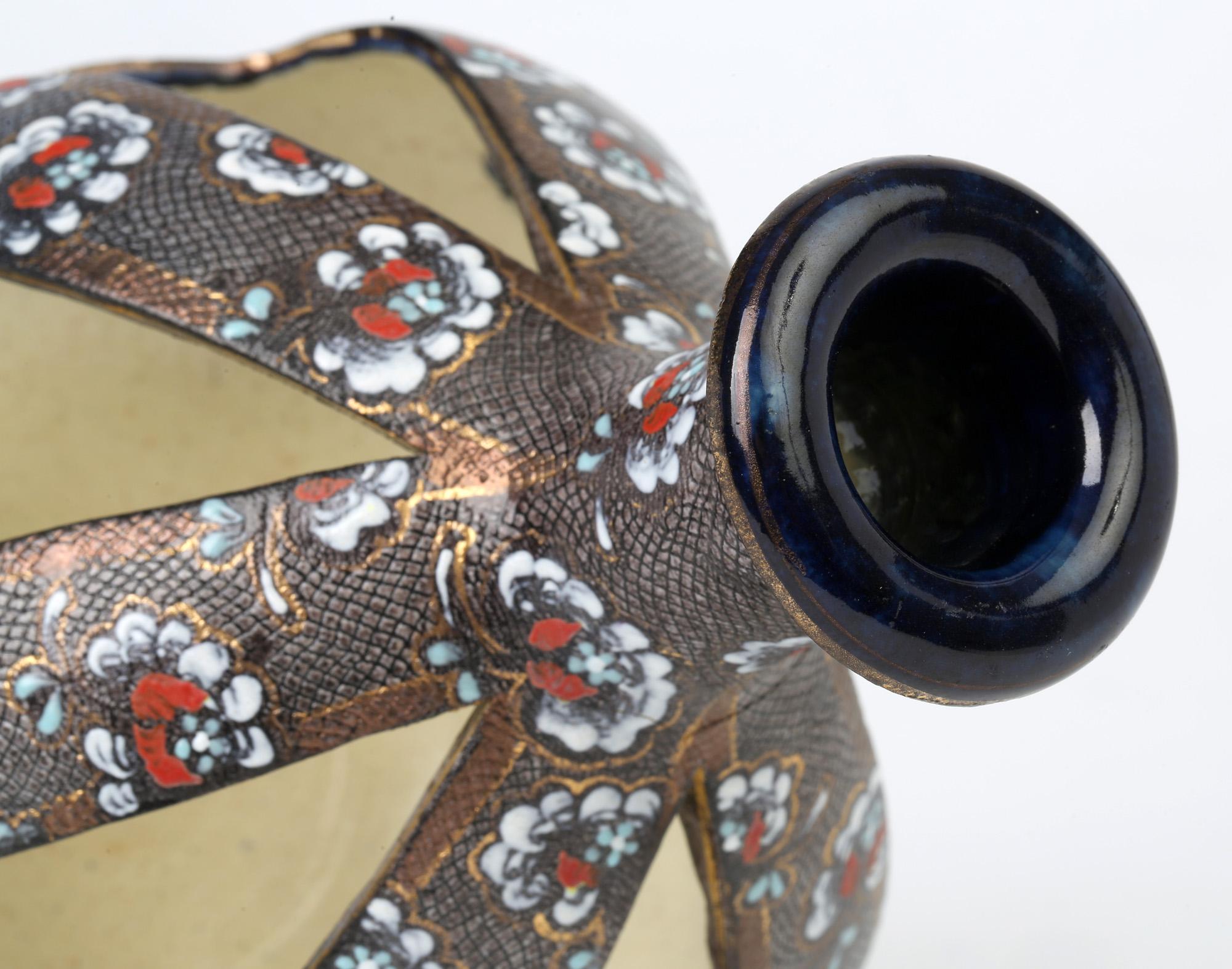 Annie Lyons for Doulton Lambeth Slaters Rare Reticulated Pot Pourri Vase 3