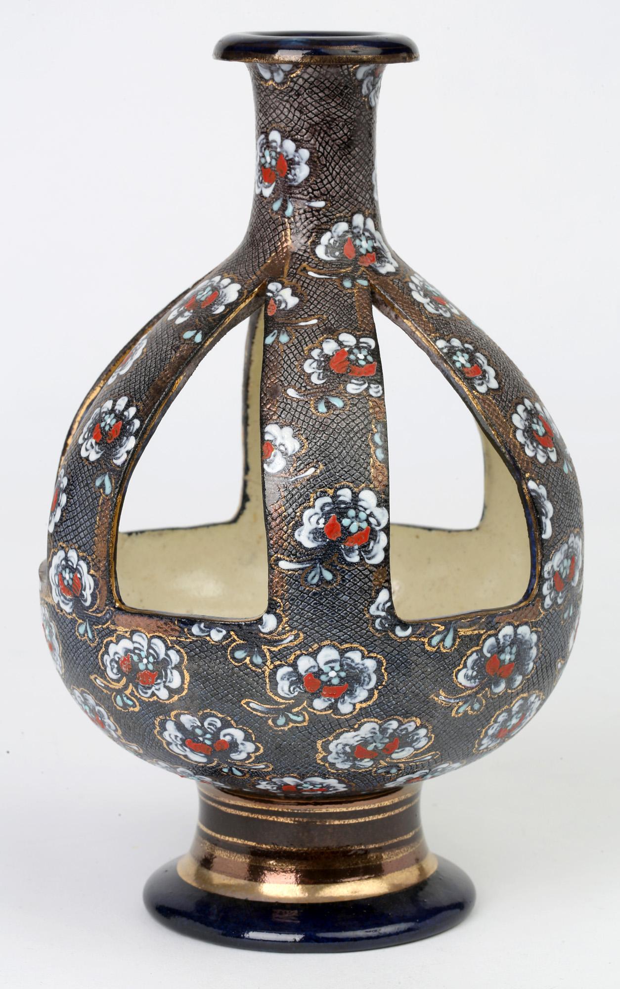 Annie Lyons for Doulton Lambeth Slaters Rare Reticulated Pot Pourri Vase 1