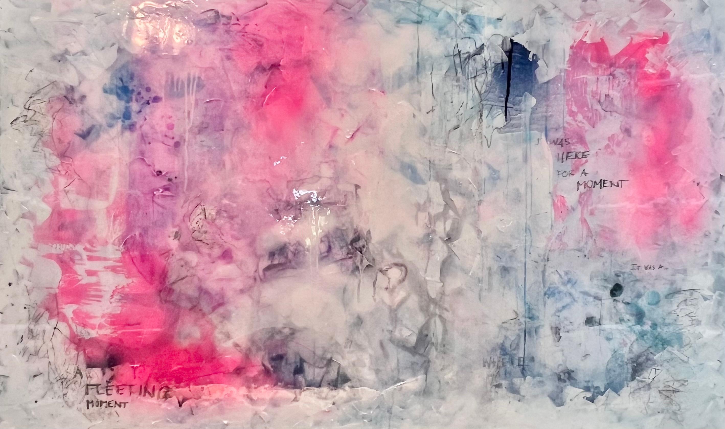 Abstract Painting Annie Mandelkern - Moment fugace, peinture abstraite, techniques mixtes et résine sur toile 