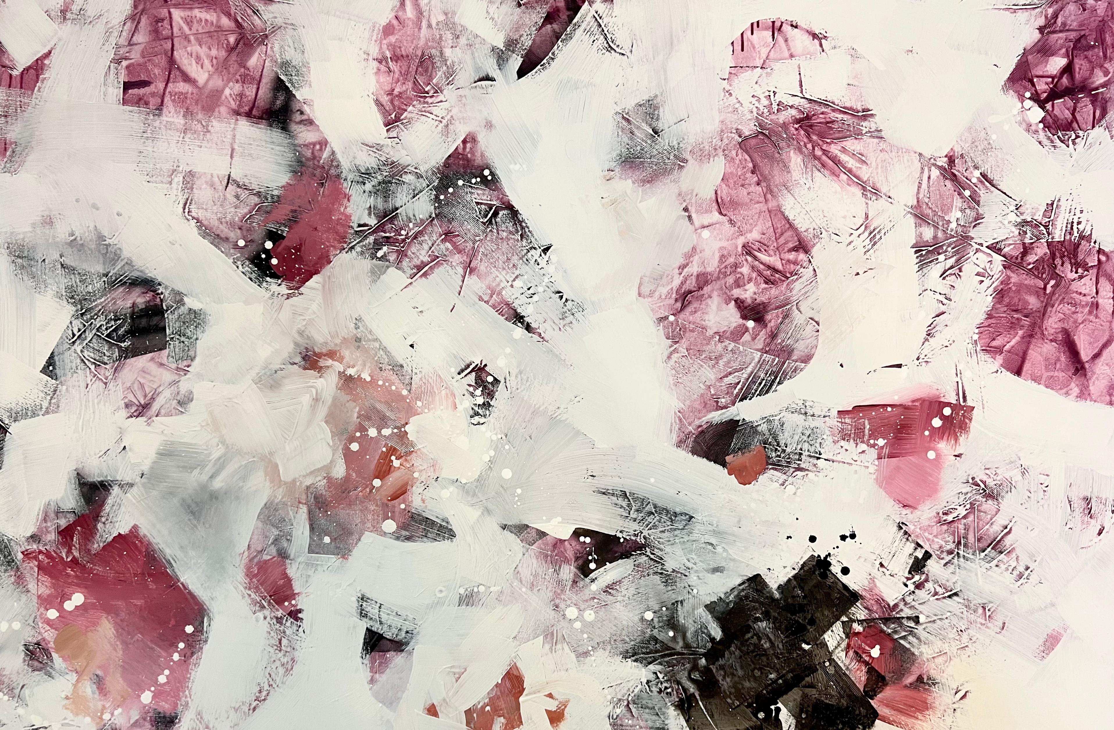 Abstract Painting Annie Mandelkern - Symphonie Bittersweet, techniques mixtes, peinture abstraite sur toile, signée 
