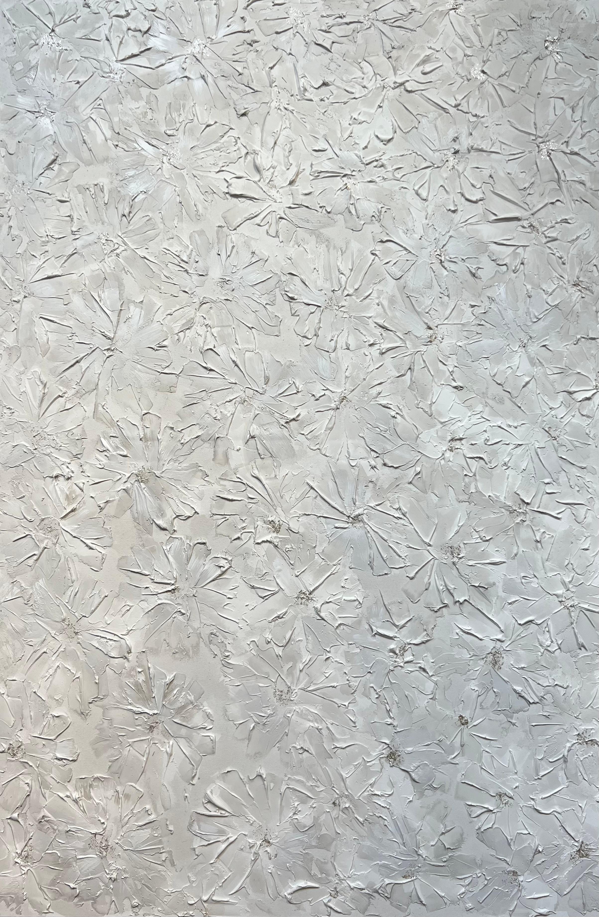 Delicate Flower, Floral Abstract Mixed Media on Canvas, Signed - Mixed Media Art by Annie Mandelkern