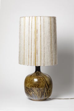 Annie Maume and Robert Heraud large green and black stoneware ceramic table lamp