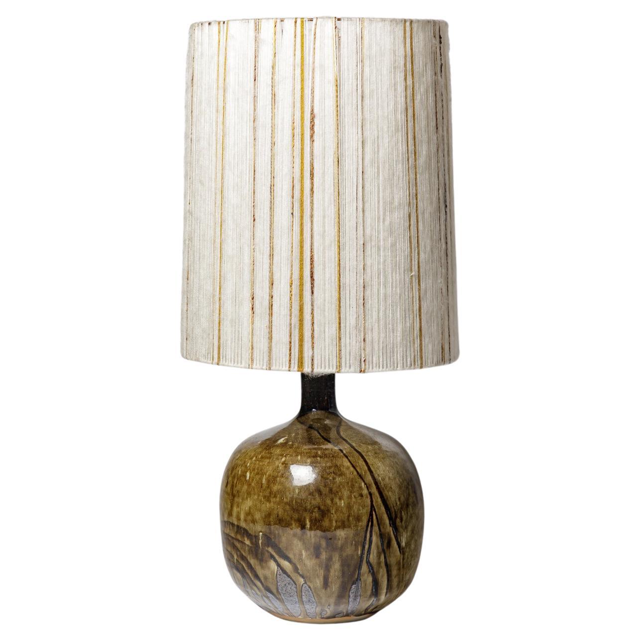 Annie Maume and Robert Heraud large green and black stoneware ceramic table lamp