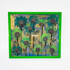 MIU MIU, Vibrant and Chic Floral painting on a hat box lid