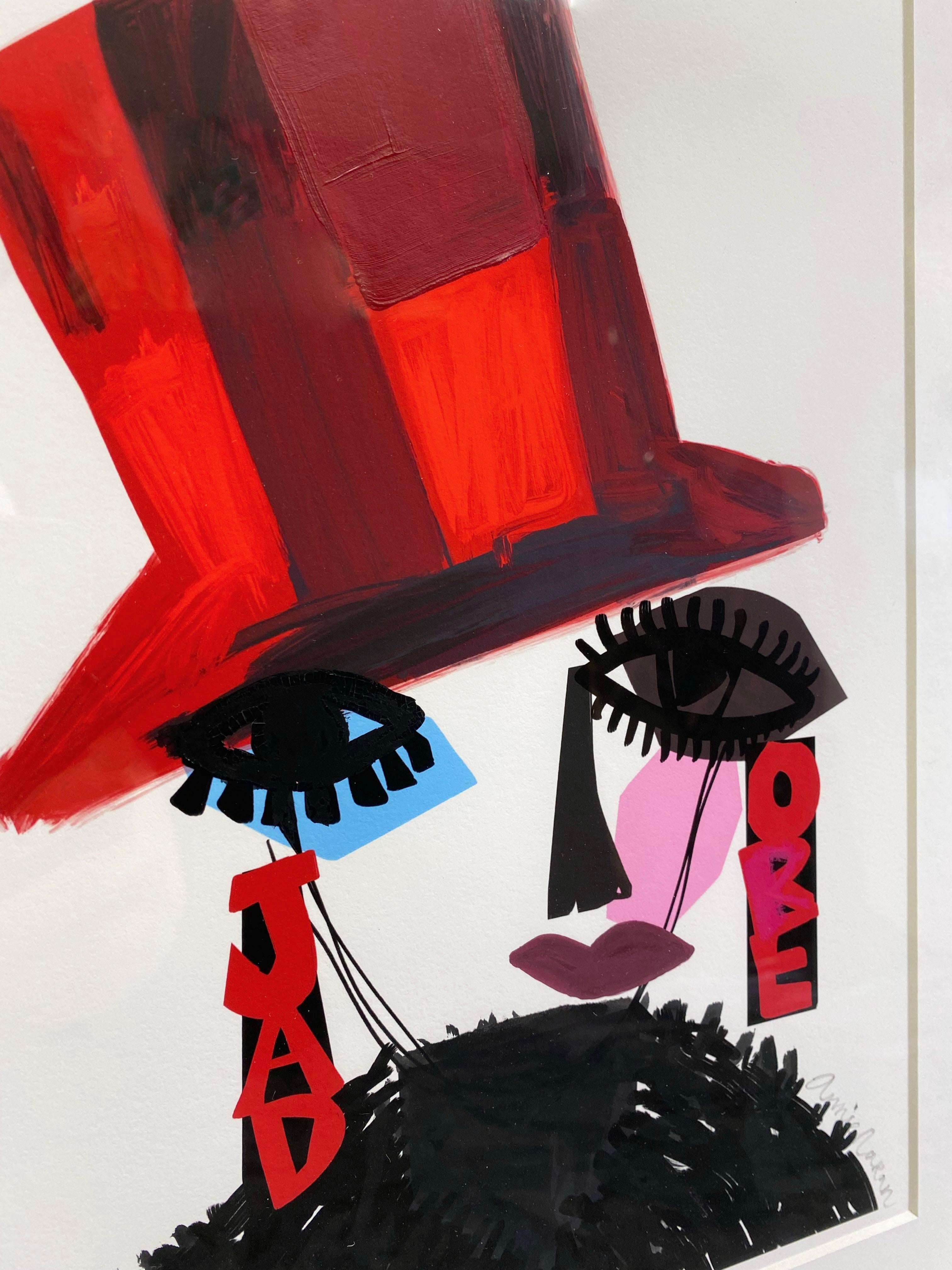 Figure Head III J'adore, encadrée, avec embellissements dessinés à la main - Contemporain Print par Annie Naranian