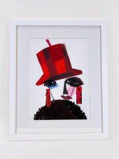 Figure Head III J'adore, framed original print with hand-drawn embellishments