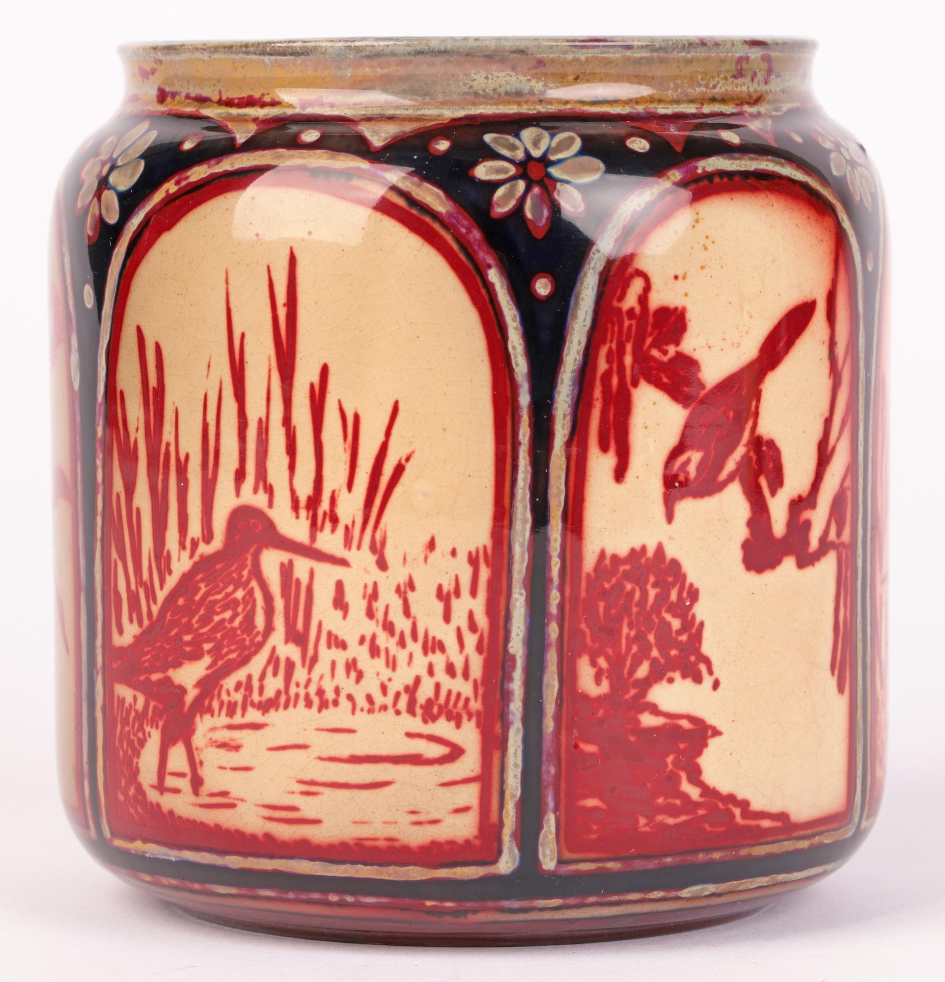 Annie Ollier Bernard Moore Arts & Crafts Hand-Painted Lustre Glazed Panel Vase 2