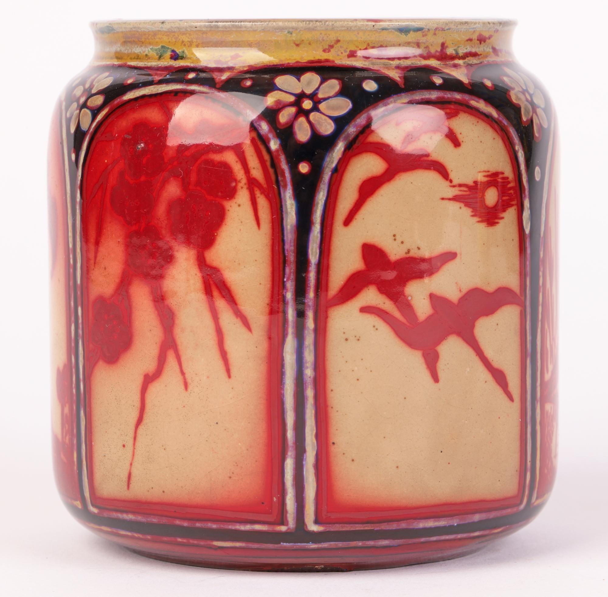 Annie Ollier Bernard Moore Arts & Crafts Hand-Painted Lustre Glazed Panel Vase 7