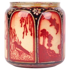 Annie Ollier Bernard Moore Arts & Crafts Hand-Painted Lustre Glazed Panel Vase