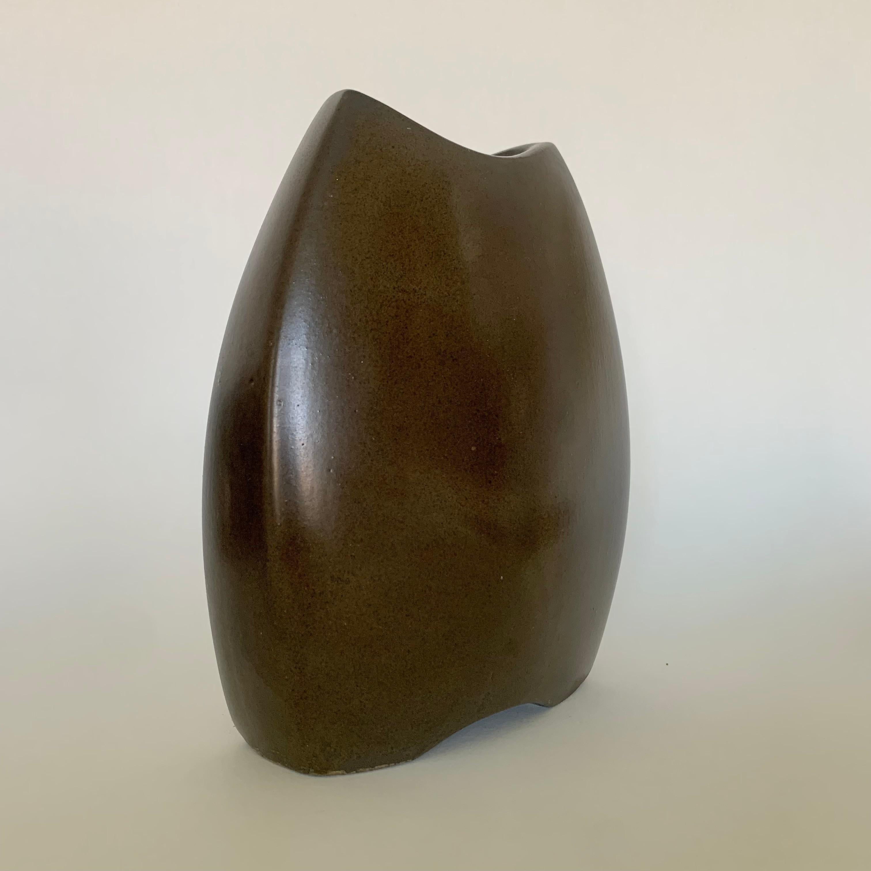 Mid-Century Modern Annie Palisot Enameled Ceramic Vase , circa 1970, Belgium. For Sale