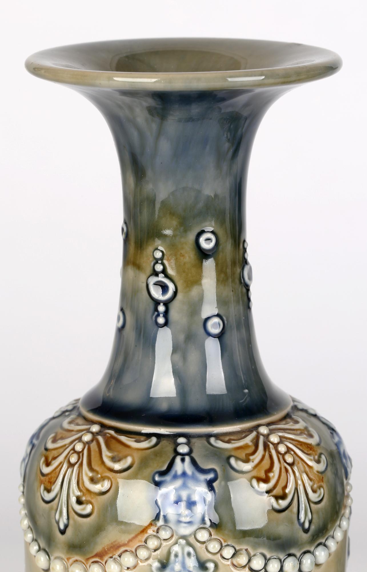 Annie Partridge Pair Doulton Lambeth Art Nouveau Vases with Maiden Masks 9