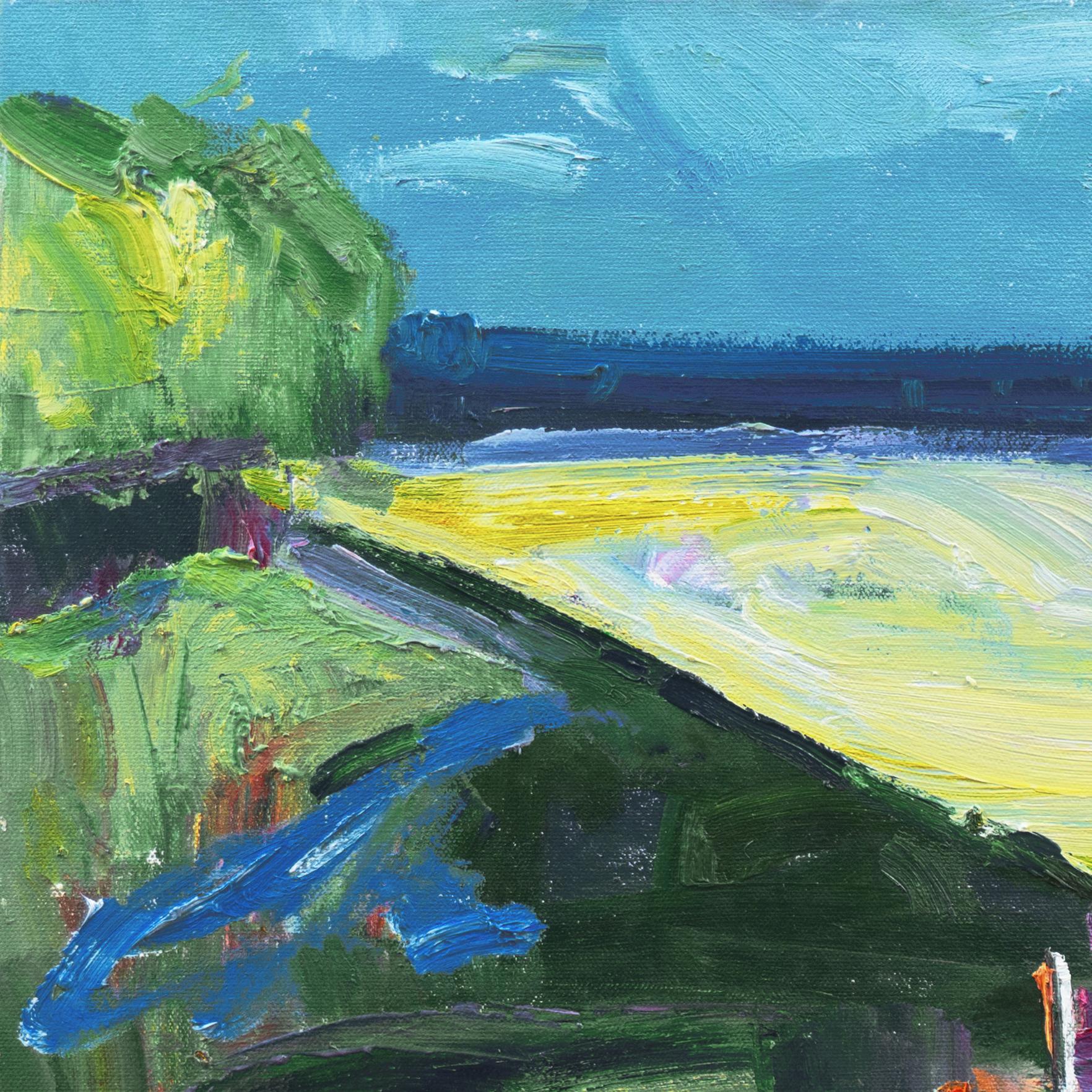 « À la plage », artiste chinoise-américaine, Guangzhou Art Academy - Gris Still-Life Painting par Annie Peony Zhang