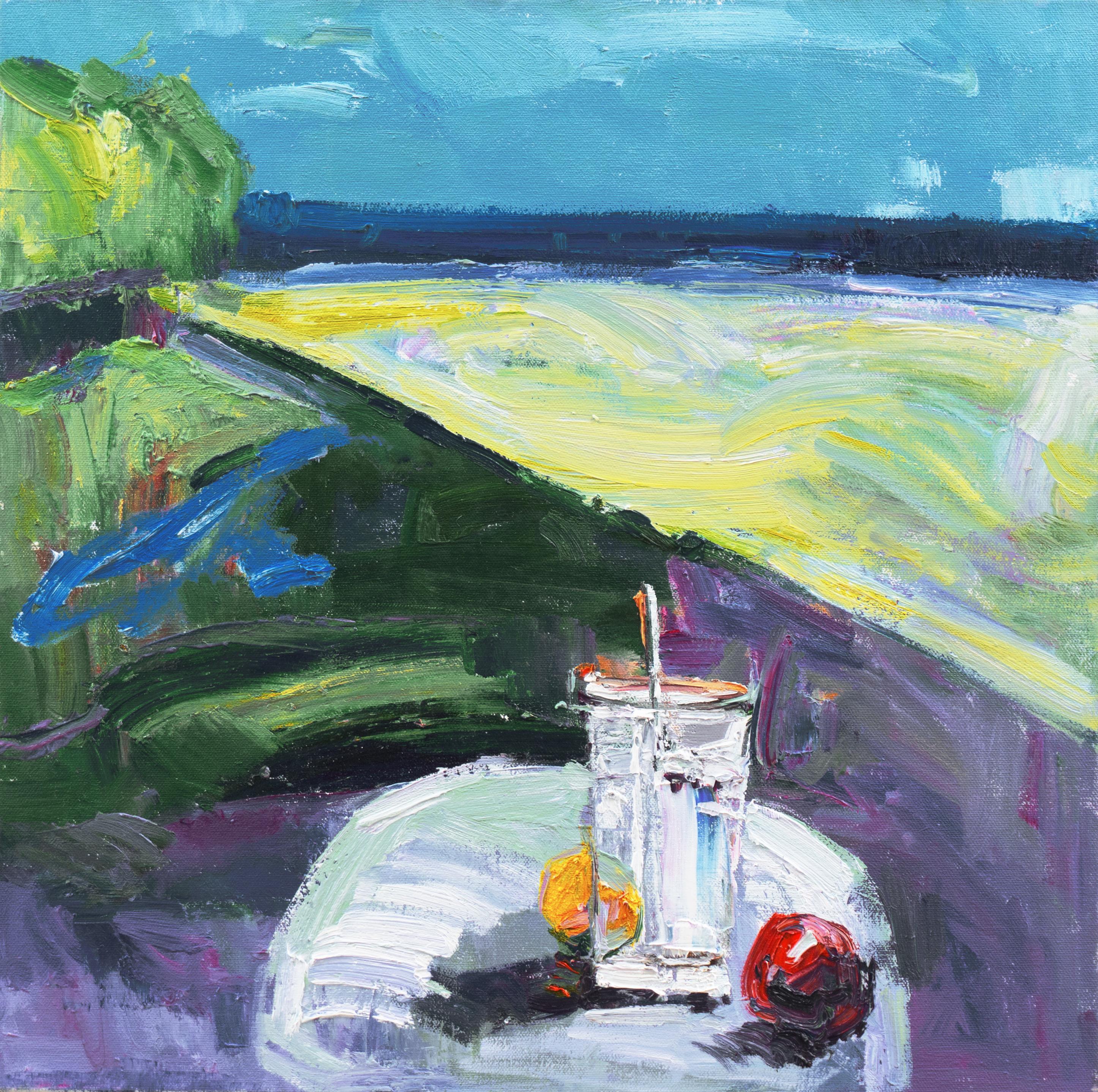 Still-Life Painting Annie Peony Zhang - « À la plage », artiste chinoise-américaine, Guangzhou Art Academy
