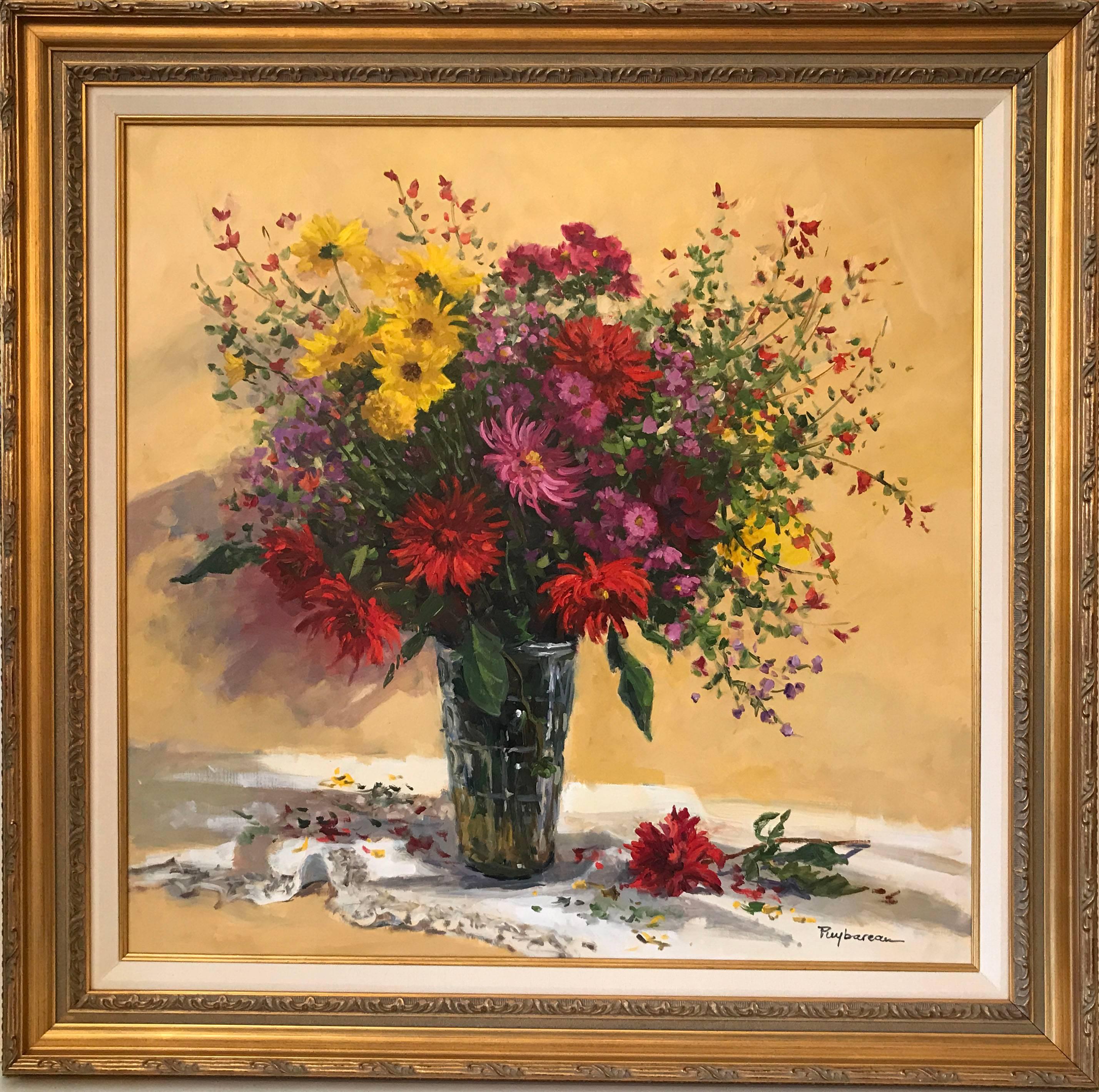 Les Fleurs du Jardin  (The Flowers of the Garden) - Painting by Annie Puybareau