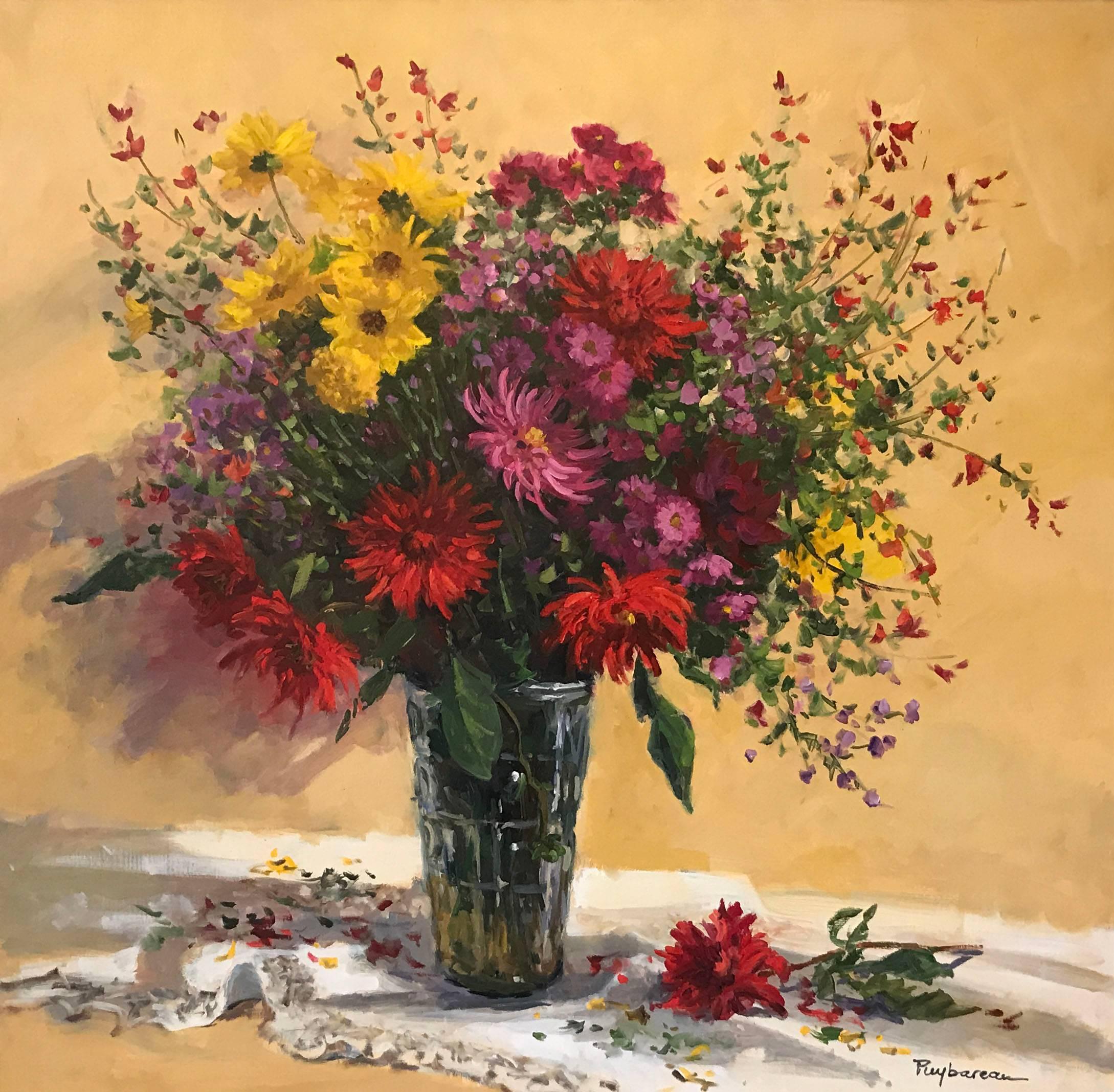 Annie Puybareau Still-Life Painting - Les Fleurs du Jardin  (The Flowers of the Garden)