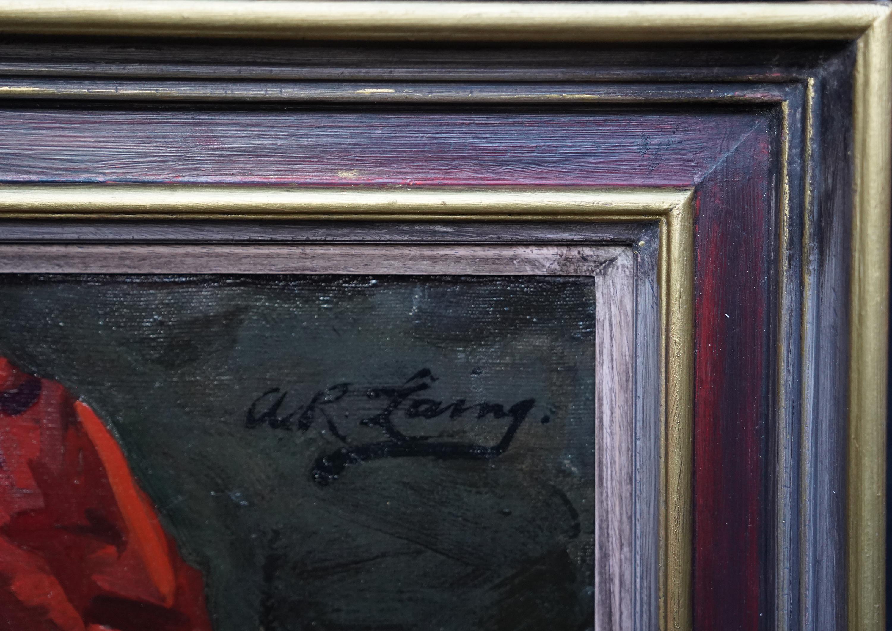 Portrait d'une jeune fille en rouge - peinture à l'huile écossaise 1900 Glasgow Girl art en vente 6