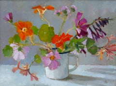 Late Summer Flowers - seasonal impressionist still life original floral painting