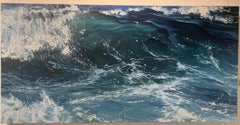 "Crystal Wave II" oil painting of dark blue ocean waves