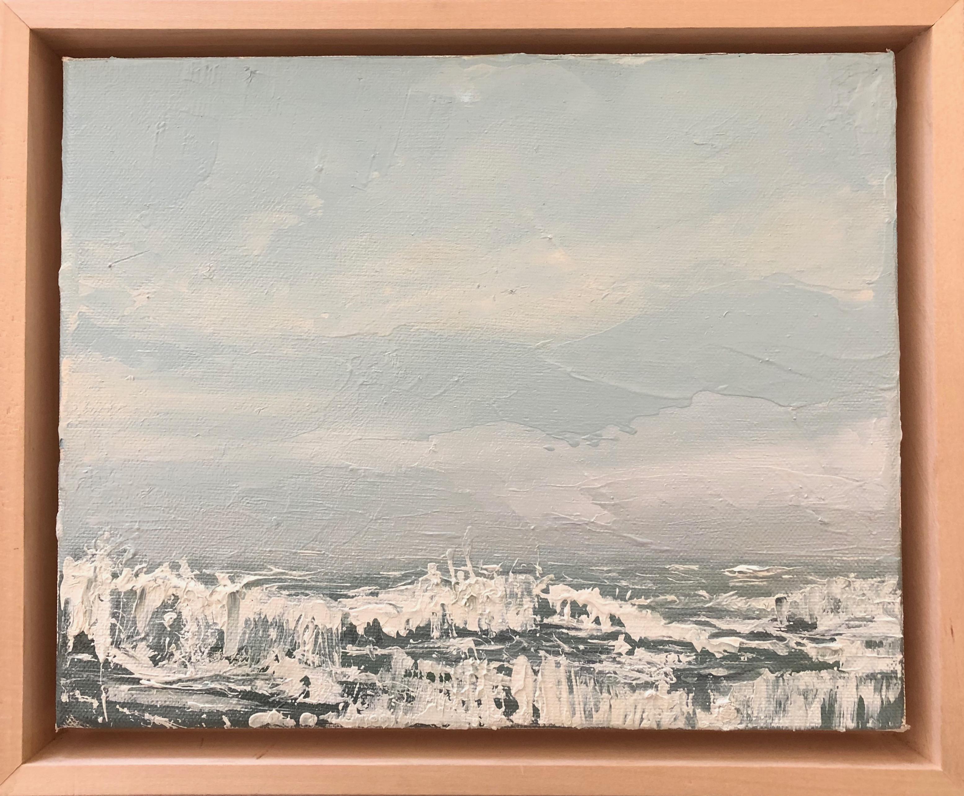 Morning Wave - Gray Landscape Painting by Annie Wildey