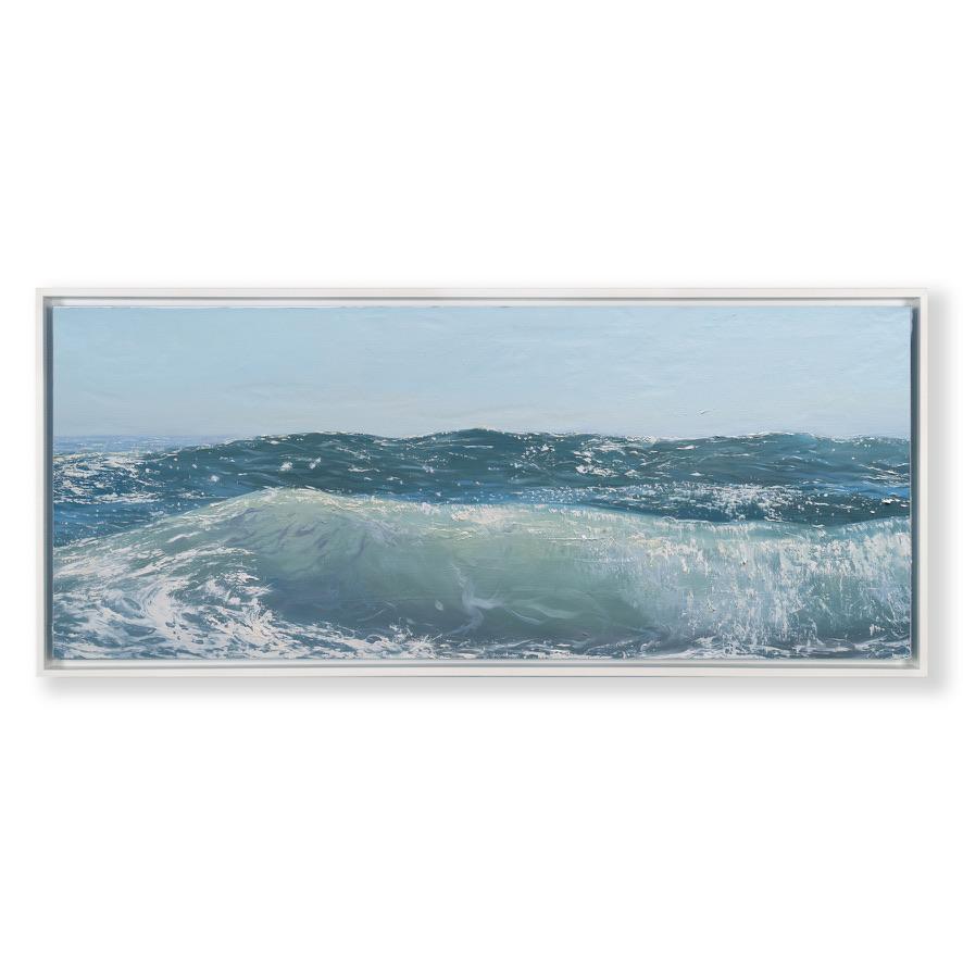 „Summer Seas I“ horizontales Ölgemälde einer Wellenwelle im Meer – Painting von Annie Wildey