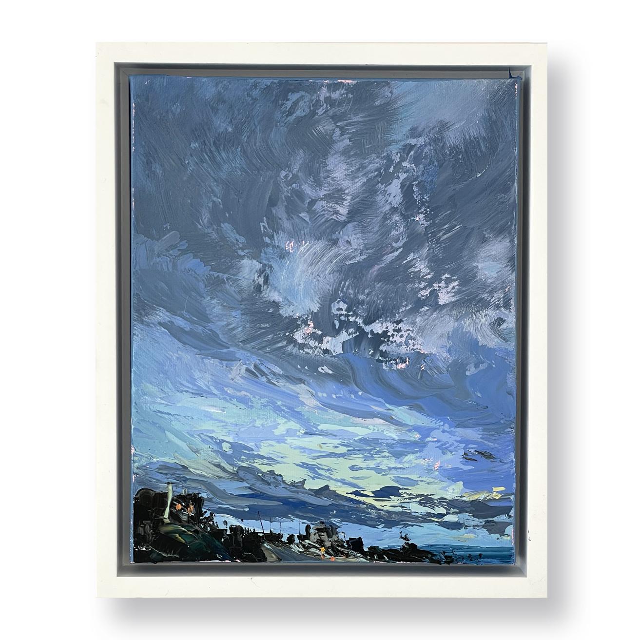 „Twilight Storm“ Dunkelblaue Himmelslandschaft bei Twilight.   – Painting von Annie Wildey