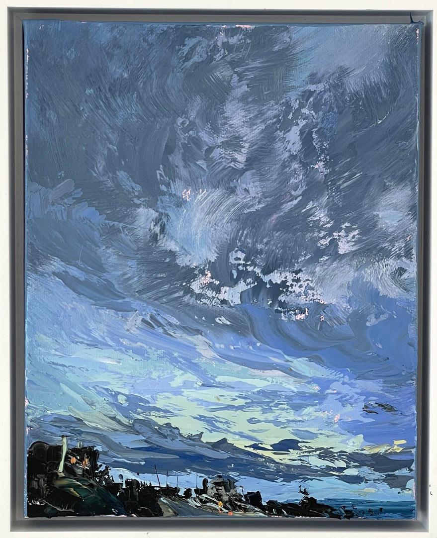 Annie Wildey Landscape Painting - "Twilight Storm" Dark blue Skyscape at Twilight.  