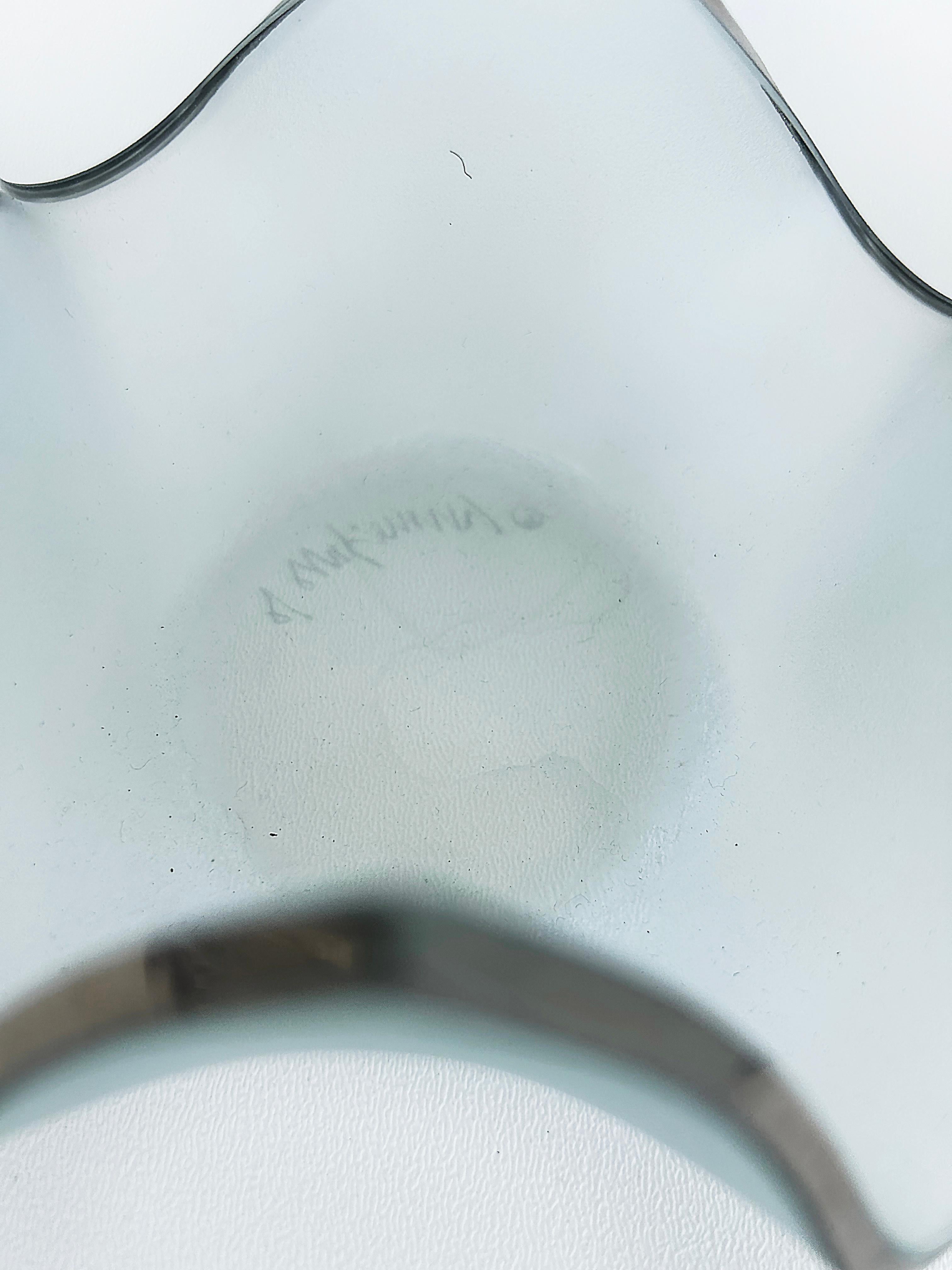 Annieglass Taschentuch Satiniertes Glas Platin Votiv-Kerzenhalter, Paar im Zustand „Gut“ im Angebot in Miami, FL