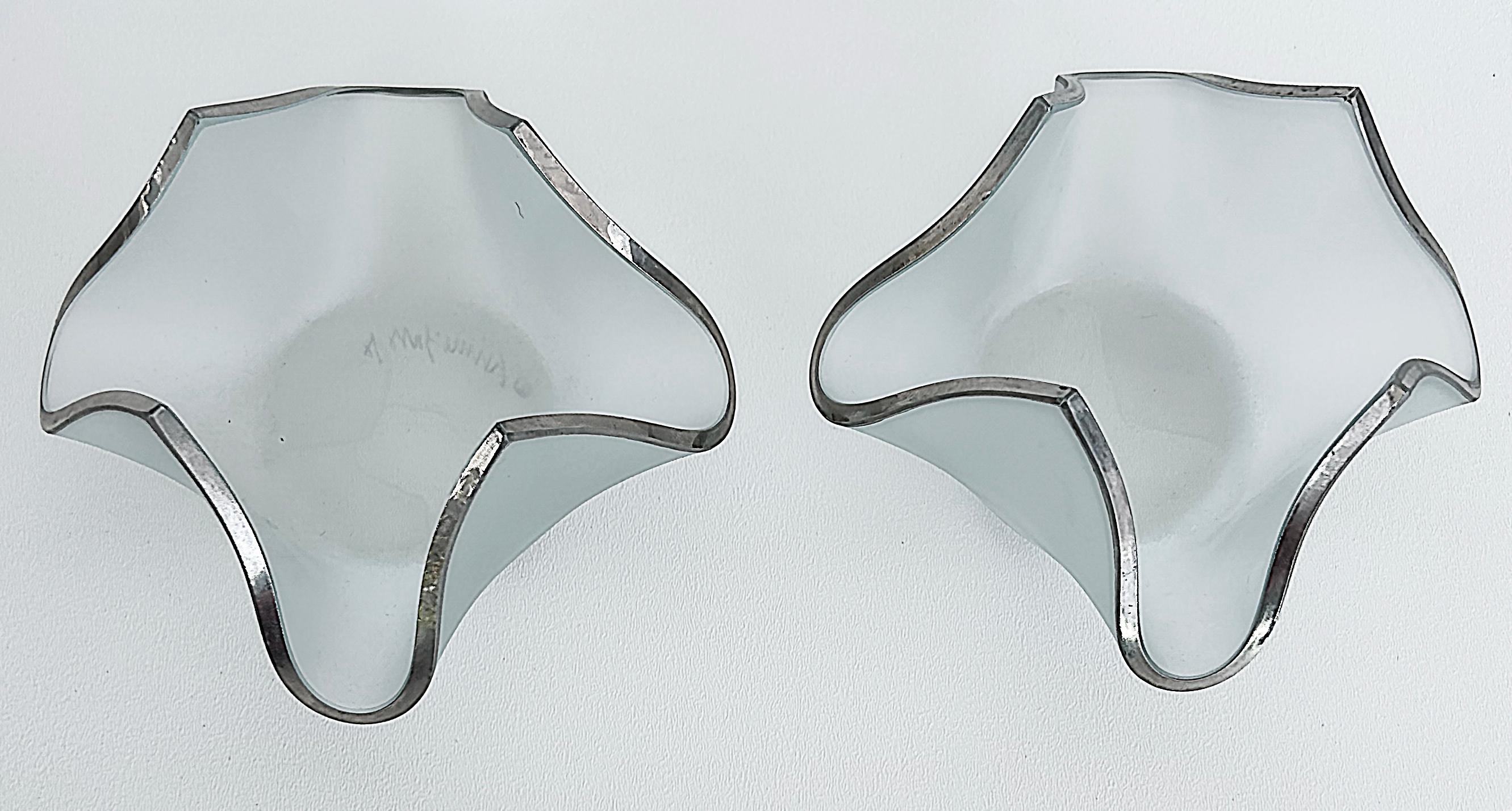 Annieglass Taschentuch Satiniertes Glas Platin Votiv-Kerzenhalter, Paar (Geblasenes Glas) im Angebot