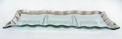 AnnieGlass Roman Platinum 3-Section Hors d'oeuvres Serving Tray, Ruffled Edge