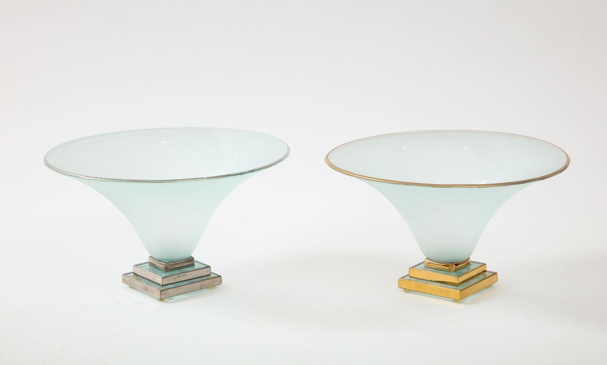 Art Deco Annieglass Studio Art Glass Footed Bowls