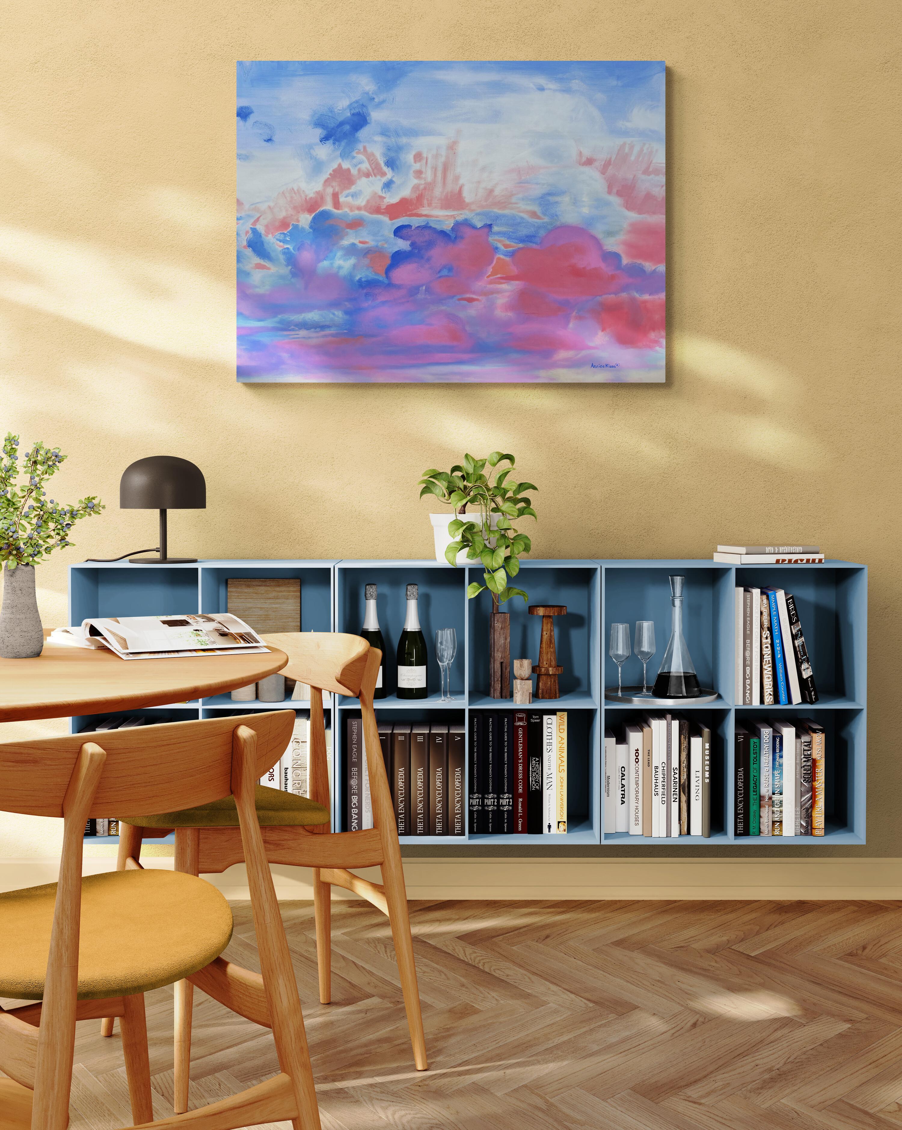 Afterglow (Ventana, Paisaje, Cálido, Azulado, Vibrante, Ensoñador, ~29% DESCUENTO) - Painting de Annieo Klaas