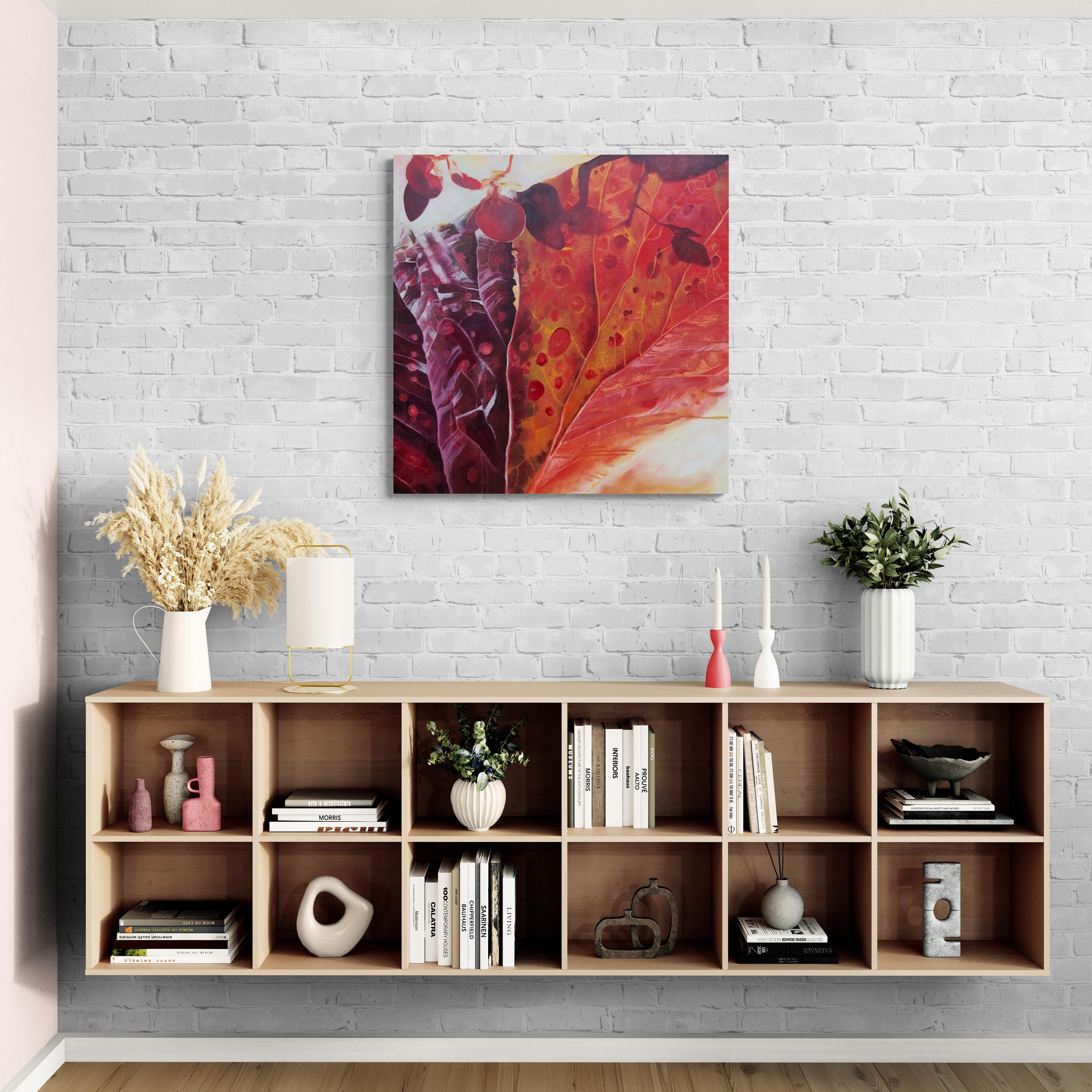 Begonia (Astratto, Realismo, Foglie, Modelli, Arte botanica, ~30% di sconto sul prezzo di listino) - Painting Moderno di Annieo Klaas