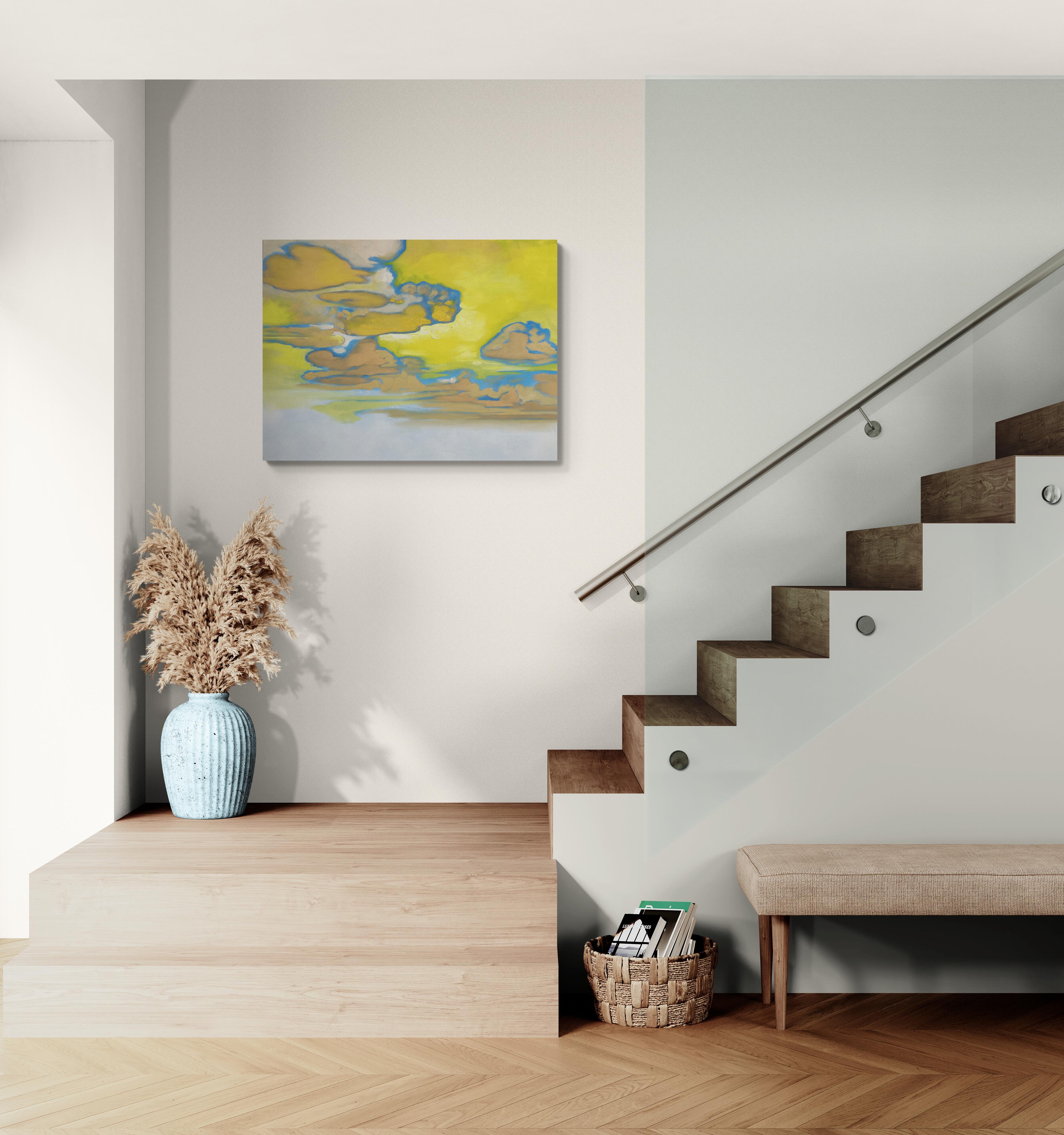 Floating on a Dream (Finestra, Paesaggio, Caldo, Sognante, ~29% OFF) - Painting Moderno di Annieo Klaas
